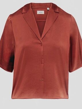 Wilfred satin rust button down blouse